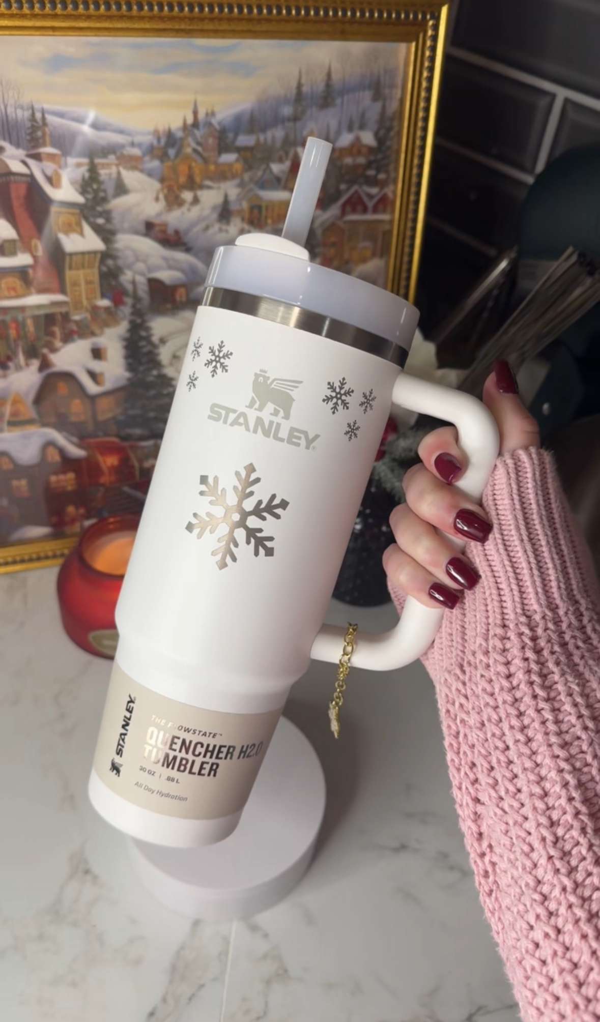 Winter 30oz Stanley Quencher Engraved Tumblers Holiday Cozy Collection | Sweater, Bow, & Snowflake Design