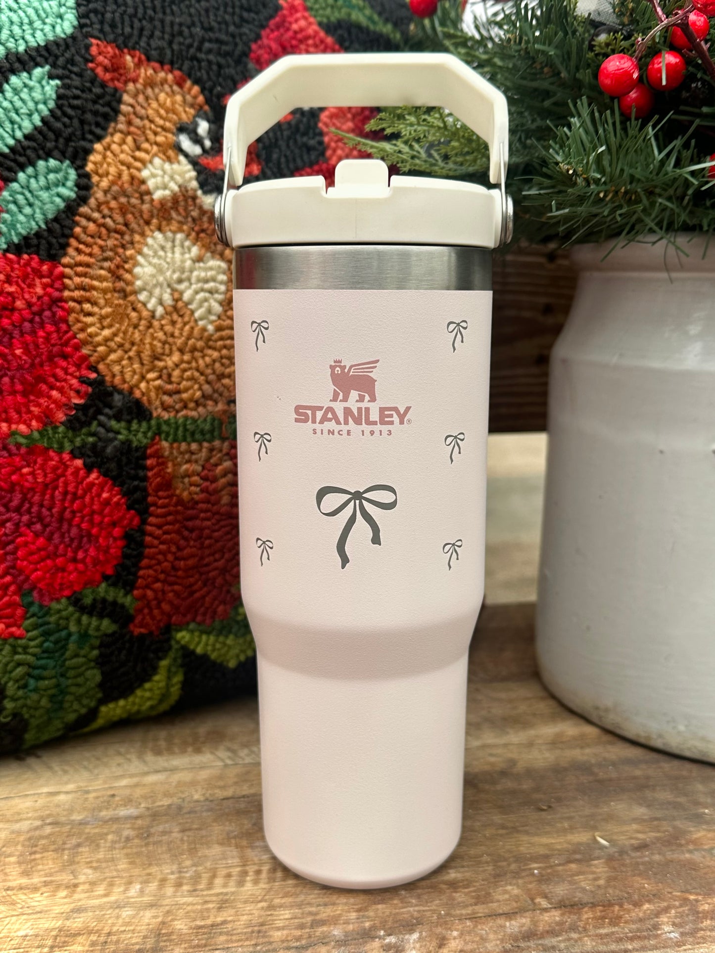 Winter 30oz Stanley Quencher Engraved Tumblers Holiday Cozy Collection | Sweater, Bow, & Snowflake Design