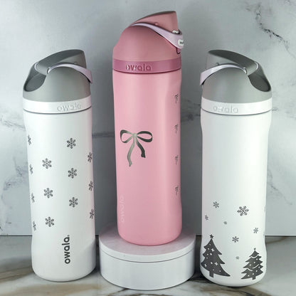 Winter 24oz Coquette Engraved Bottles Holiday Cozy Collection | Snowflake, Bow, Christmas Tumblers