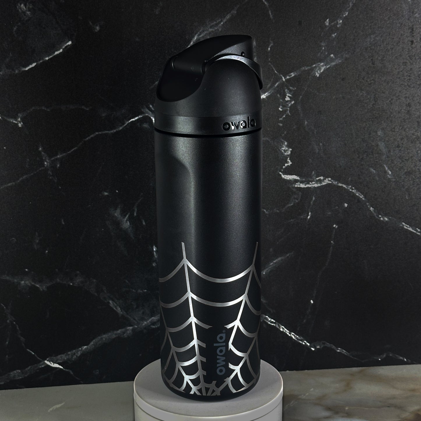 Halloween Black 24oz Owala Freesip Engraved Bottles | Spider Web, Bats, Skeletons, and More!